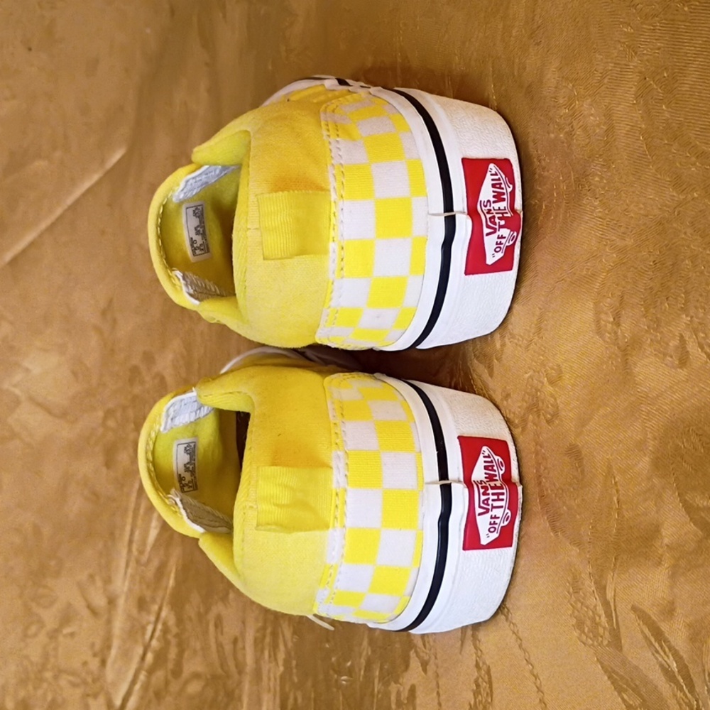 VANS Brighten  Yellow Checkered Slip-On Shoes Women's 5.0 - Picture 5 of 8